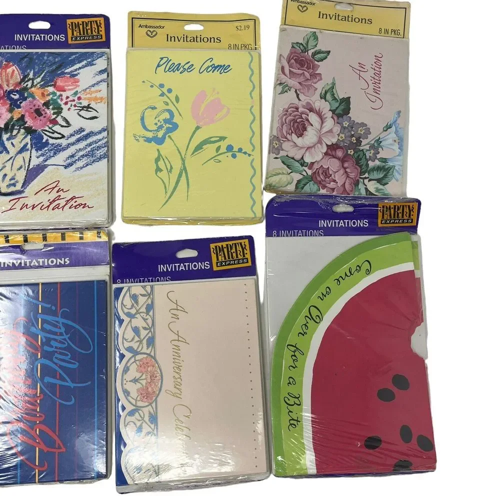 Vintage Hallmark Invitations Lot Of 8 NOS 8ct Card Invites‎ Watermelon Floral